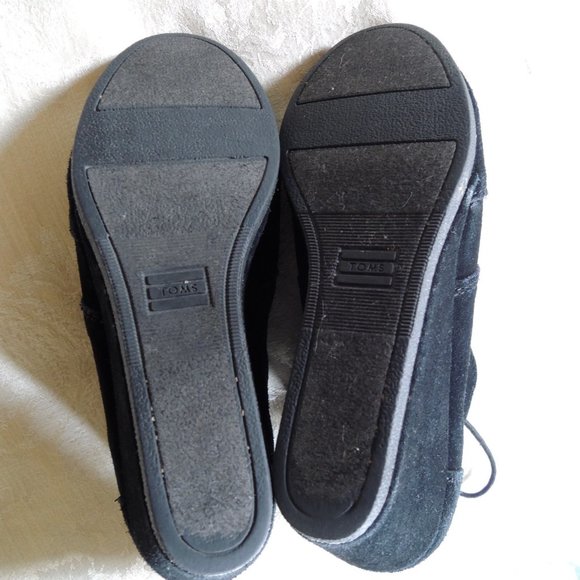 Toms Black Suede Kala Desert Wedge Lace Up Booties 8.5 - Picture 5 of 6